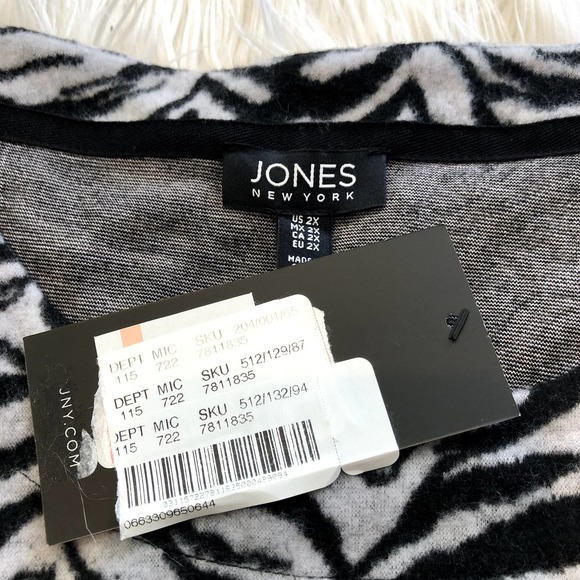 nwt jones new york zebra print soft sweatshirt size 2x - Picture 3 of 3
